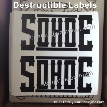 One Color Printing Destructible Labels,security Self Adhesive Eggshell Paper Stickers Custom With Your Design 